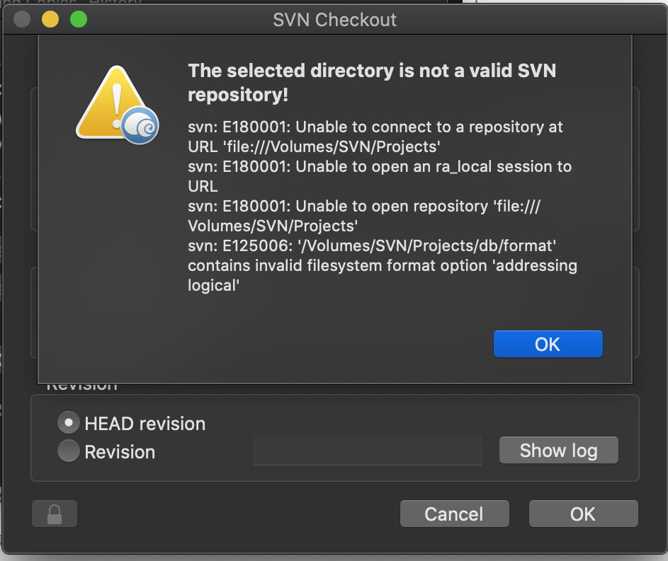 snailsvn lite unable to get repository info